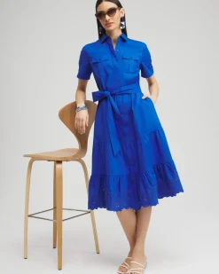 Poplin Cutout Shirt Dress