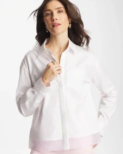 Poplin Organza Collared Shirt