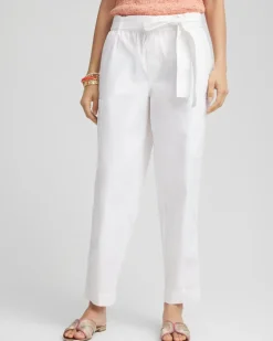 Poplin Pull-On Tapered-Leg Cropped Pants