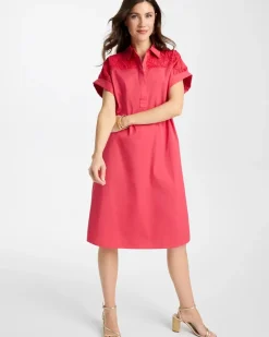 Popover Embroidered Poplin Dress