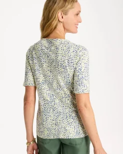 Printed Cotton Slub Elbow-Sleeve Tee