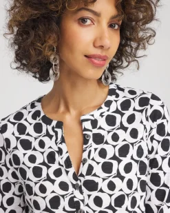 Printed Cotton Slub Henley Shirt