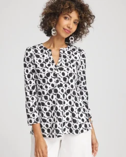 Printed Cotton Slub Henley Shirt