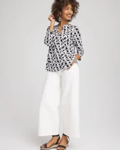 Printed Cotton Slub Henley Shirt