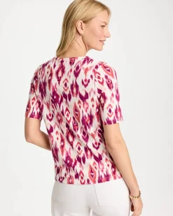 Printed Cotton Slub Scoop Neck Tee