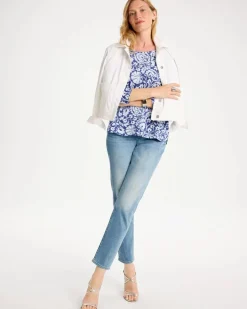 Printed Cotton Slub 3/4 Sleeve Tee