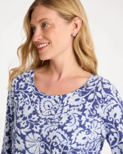 Printed Cotton Slub 3/4 Sleeve Tee