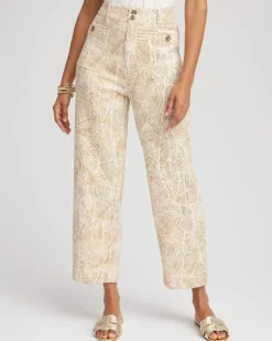 Printed Cropped Straight-Leg Pants