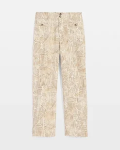 Printed Cropped Straight-Leg Pants