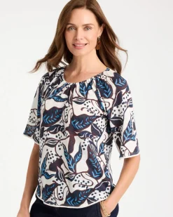 Printed Linen Fringed Tee