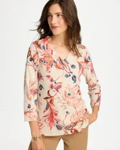 Printed Pima Cotton 3/4 Sleeve Tee
