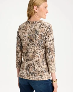 Printed Pima Cotton 3/4 Sleeve Tee