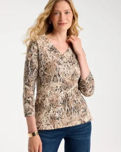Printed Pima Cotton 3/4 Sleeve Tee