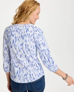 Printed Puff Sleeve Slub Henley