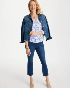 Printed Puff Sleeve Slub Henley