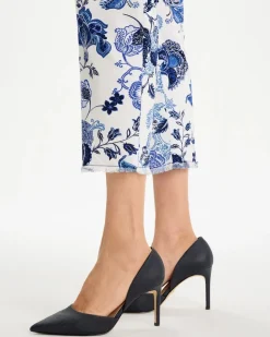 Printed Relaxed Boyfriend Chino Fray Crop Pants