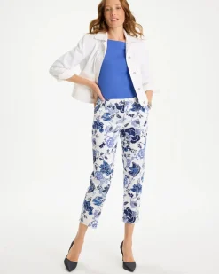 Printed Relaxed Boyfriend Chino Fray Crop Pants
