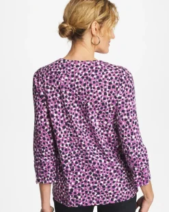 Printed Slub Button Detail Tee