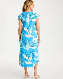 Printed Soft-Stretch Cotton Slub Dress