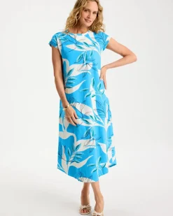 Printed Soft-Stretch Cotton Slub Dress