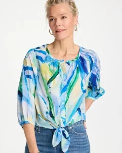 Printed Tie-Front Top