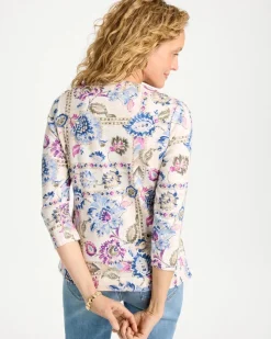 Printed V-Neck Pima Tee