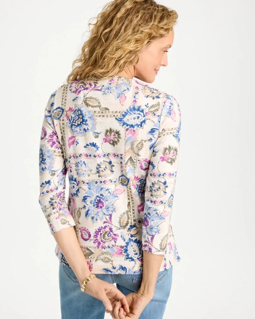 Printed V-Neck Pima Tee