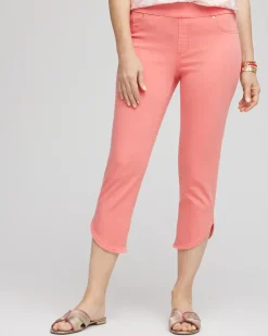 Pull-On Dolphin-Hemmed Capri Jeans
