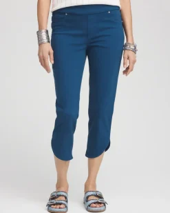 Pull-On Dolphin-Hemmed Capri Jeans