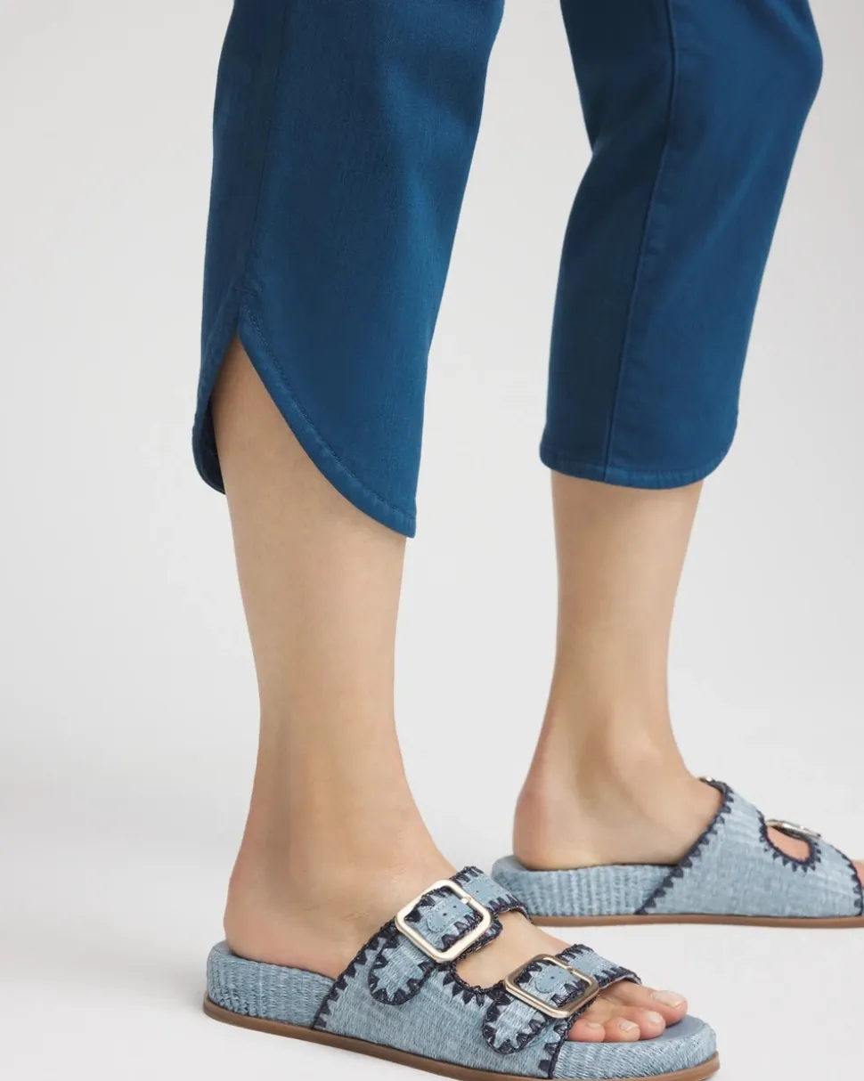 Pull-On Dolphin-Hemmed Capri Jeans
