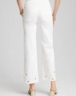Pull-On Embellished Straight-Leg Cropped Jeans