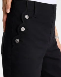 Pull-On Scallop Button Jean Shorts