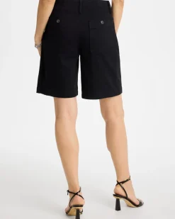 Pull-On Scallop Button Jean Shorts