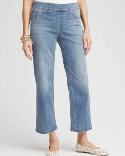 Pull-On Straight Cropped Jeans