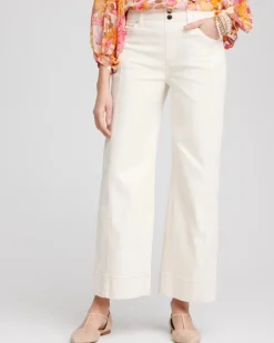 Pull-On Wide-Leg Cropped Jeans
