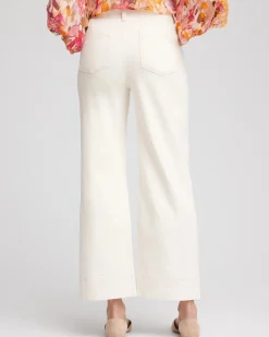Pull-On Wide-Leg Cropped Jeans