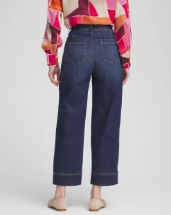 Pull-On Wide-Leg Cropped Jeans