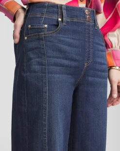Pull-On Wide-Leg Cropped Jeans