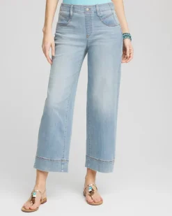 Pull-On Wide-Leg Cropped Jeans