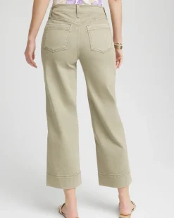 Pull-On Wide-Leg Cropped Jeans