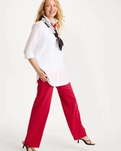 Pull-On Wide-Leg Linen Pants