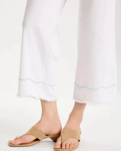 Pull-On Wide-Leg White Crop Jeans