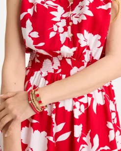 Red Goldtone Glam Stretch Bracelet