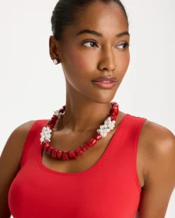 Red Resin Pearlescent Short Necklace