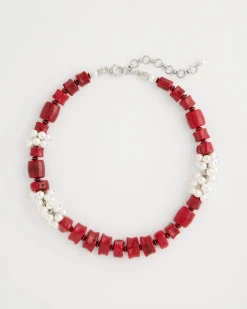 Red Resin Pearlescent Short Necklace