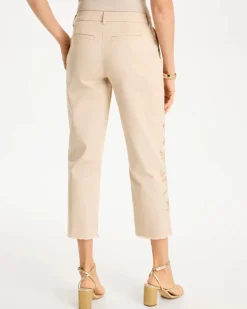 Relaxed Embroidered Fray Crop Pant