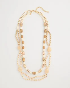 Resin Wood Double Strand Necklace