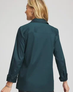 Rhinestone Embellished Poplin Tunic