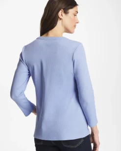 Ribbed Button Crewneck Tee