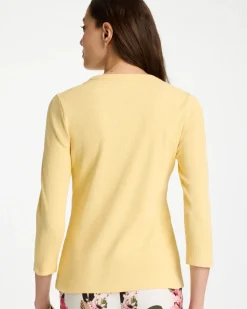 Ribbed Button Crewneck Tee